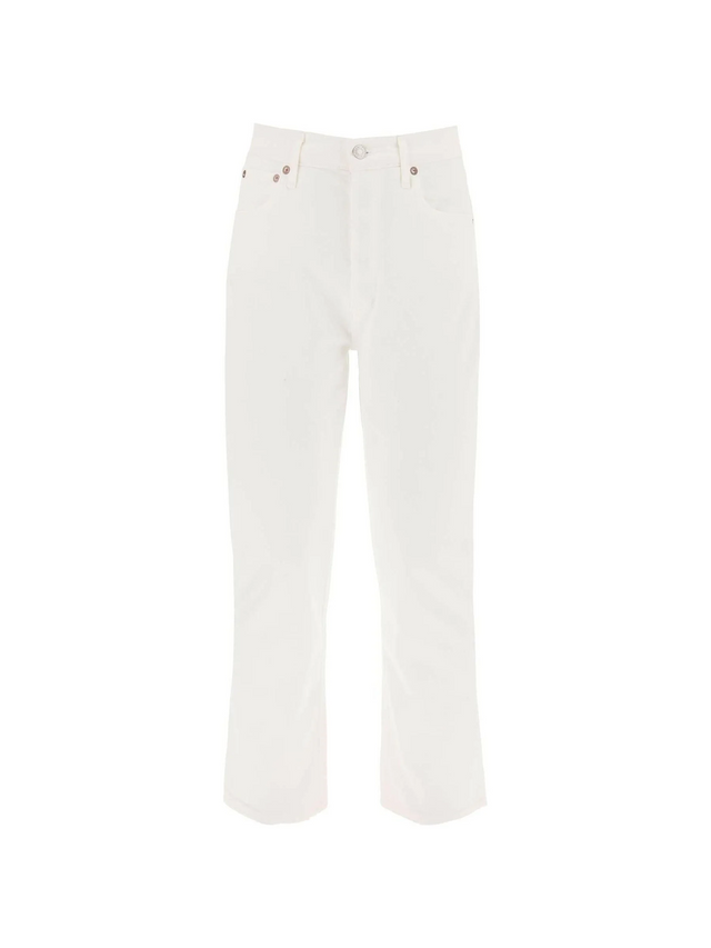 Riley High Rise Straight Crop Stretch Cotton Jeans in Sour Cream AGOLDE JOHN JULIA.