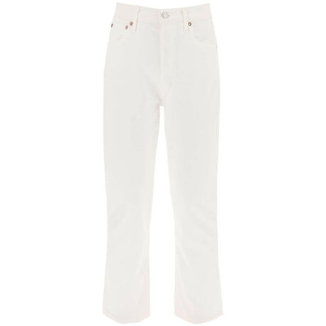 Riley High Rise Straight Crop Stretch Cotton Jeans in Sour Cream AGOLDE JOHN JULIA.