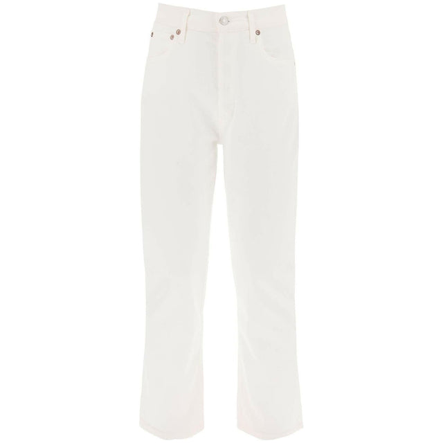 Riley High Rise Straight Crop Stretch Cotton Jeans in Sour Cream AGOLDE JOHN JULIA.