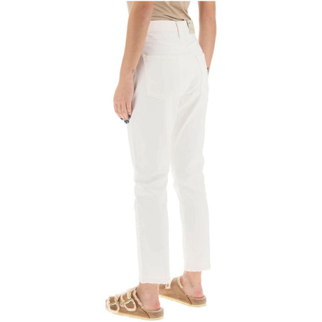 Riley High Rise Straight Crop Stretch Cotton Jeans in Sour Cream AGOLDE JOHN JULIA.