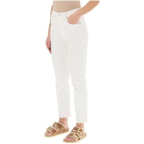 Riley High Rise Straight Crop Stretch Cotton Jeans in Sour Cream AGOLDE JOHN JULIA.