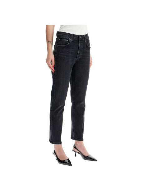 Riley High Rise Stretch Straight Jeans.