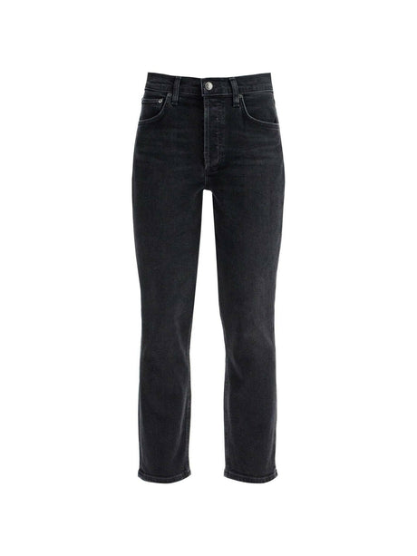 Riley High Rise Stretch Straight Jeans.