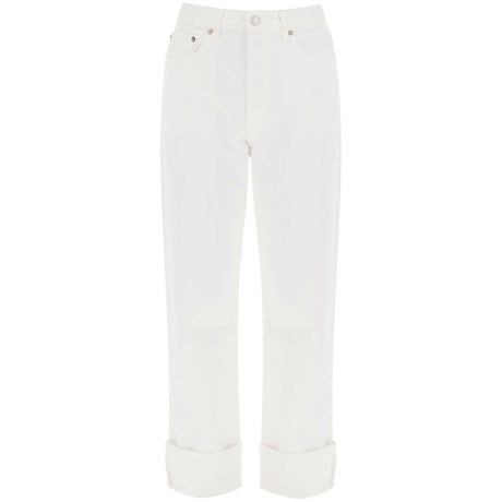 White Milkshake Fran Low Slung Organic Cotton Straight-Leg Jeans AGOLDE JOHN JULIA.