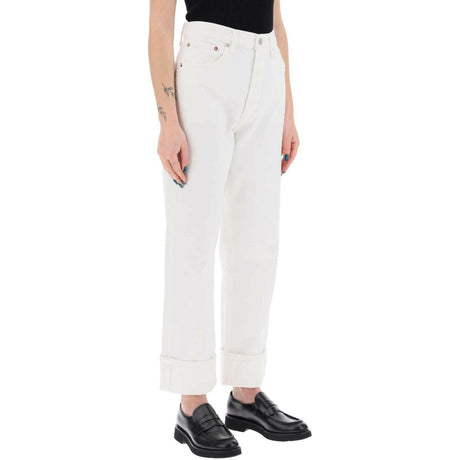 White Milkshake Fran Low Slung Organic Cotton Straight-Leg Jeans AGOLDE JOHN JULIA.