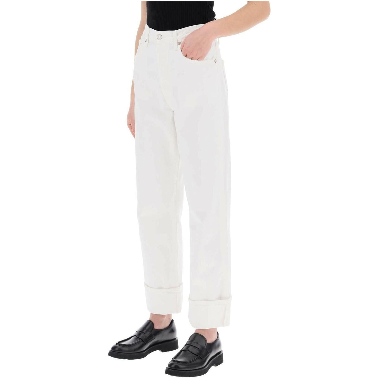 White Milkshake Fran Low Slung Organic Cotton Straight-Leg Jeans AGOLDE JOHN JULIA.