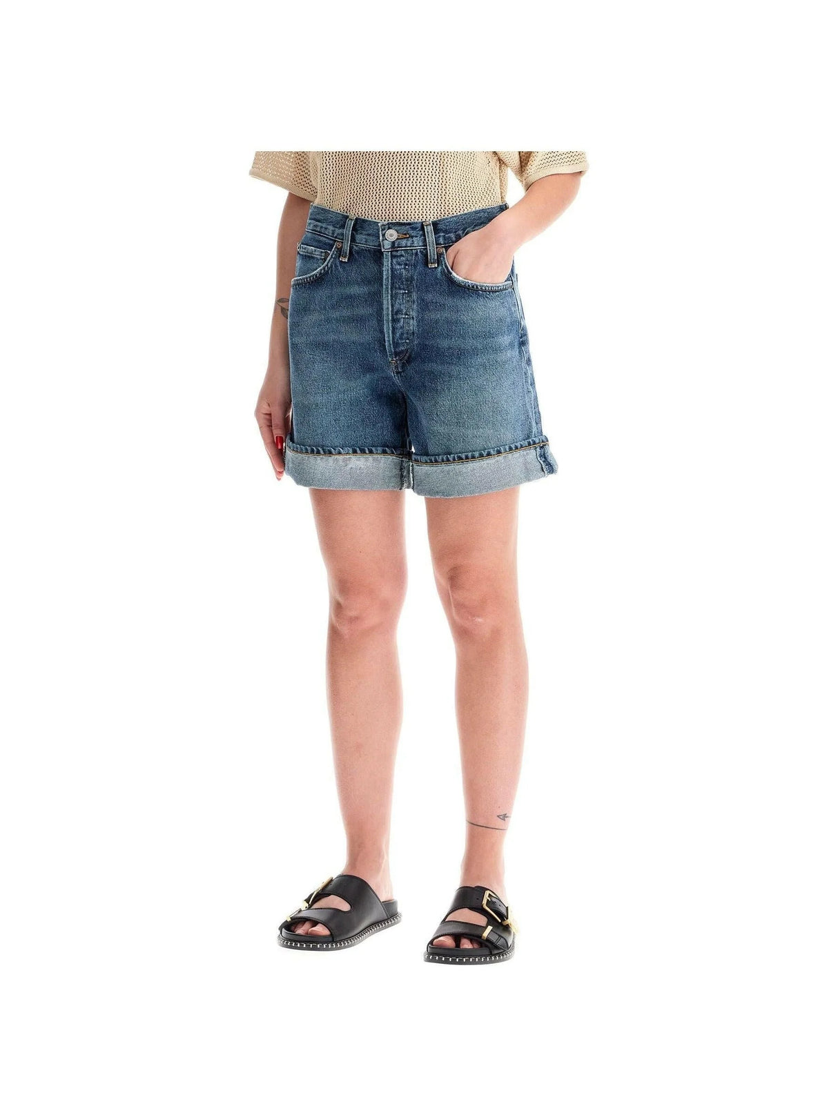 Parker Distressed Denim Shorts-Agolde-JOHN JULIA