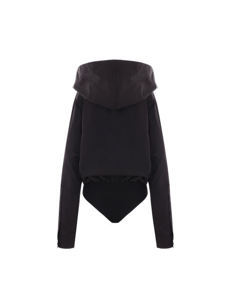 Cotton Poplin Hooded Bodysuit-ALAÏA-JOHN JULIA