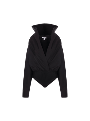 Cotton Poplin Hooded Bodysuit-ALAÏA-JOHN JULIA