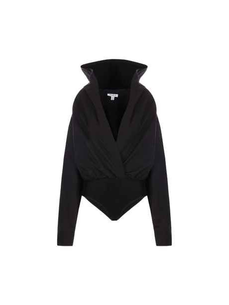 Cotton Poplin Hooded Bodysuit-ALAÏA-JOHN JULIA