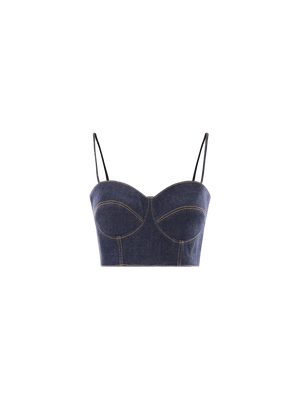 ALAÏA-Denim Bralette Top-JOHN JULIA