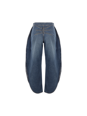 ALAÏA-Denim Round Jeans-JOHN JULIA