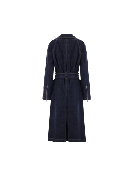 Double-breasted Denim Coat-ALAÏA-JOHN JULIA