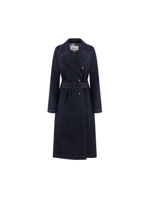 Double-breasted Denim Coat-ALAÏA-JOHN JULIA