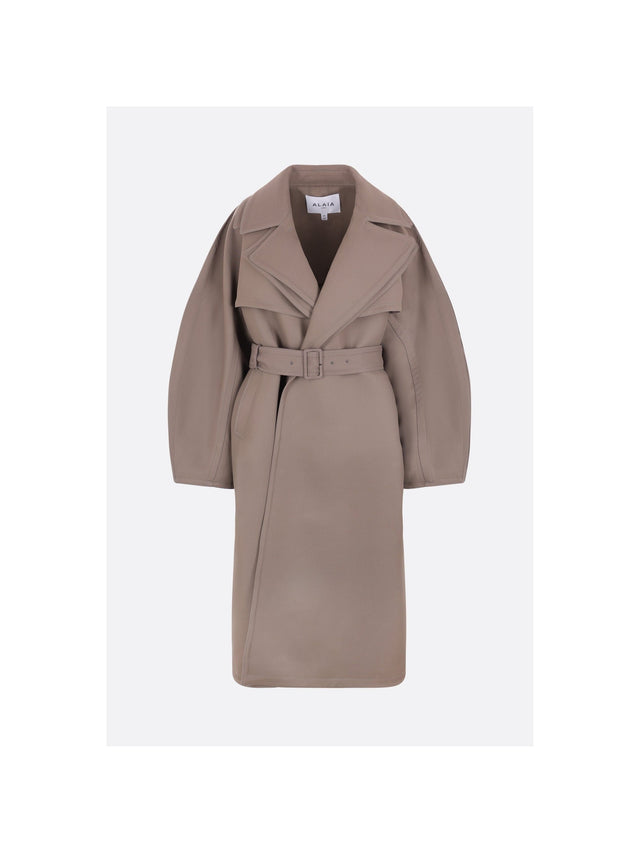 Wool Blend Wrap Trench Coat-ALAÏA-JOHN JULIA