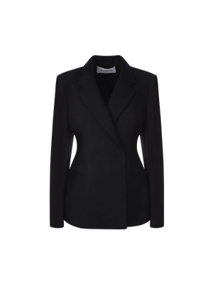 Gabardine Double-Breasted Wool Jacket-ALAÏA-JOHN JULIA