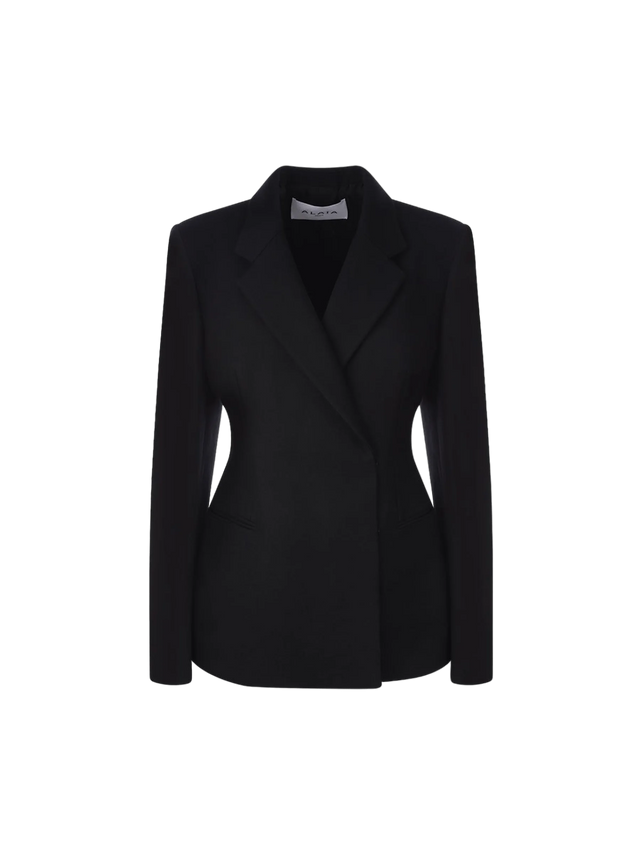 Gabardine Double-Breasted Wool Jacket-ALAÏA-JOHN JULIA