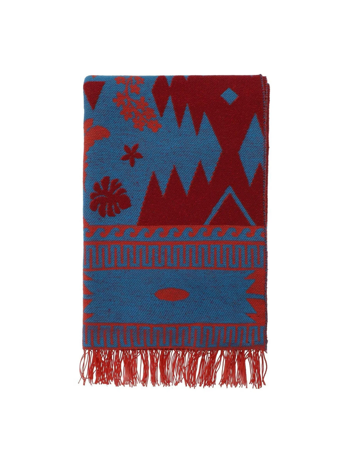 Blue and Red 'Explosion Nature Summer' Jacquard Throw Blanket ALANUI JOHN JULIA.