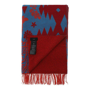 Blue and Red 'Explosion Nature Summer' Jacquard Throw Blanket ALANUI JOHN JULIA.