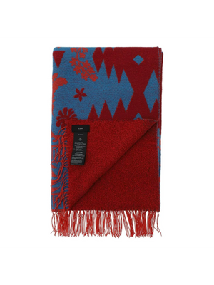 Blue and Red 'Explosion Nature Summer' Jacquard Throw Blanket ALANUI JOHN JULIA.