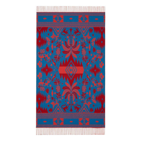 Blue and Red 'Explosion Nature Summer' Jacquard Throw Blanket ALANUI JOHN JULIA.