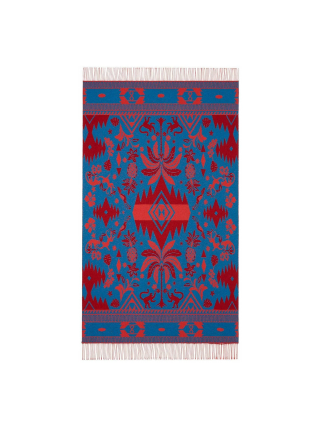 Blue and Red 'Explosion Nature Summer' Jacquard Throw Blanket ALANUI JOHN JULIA.