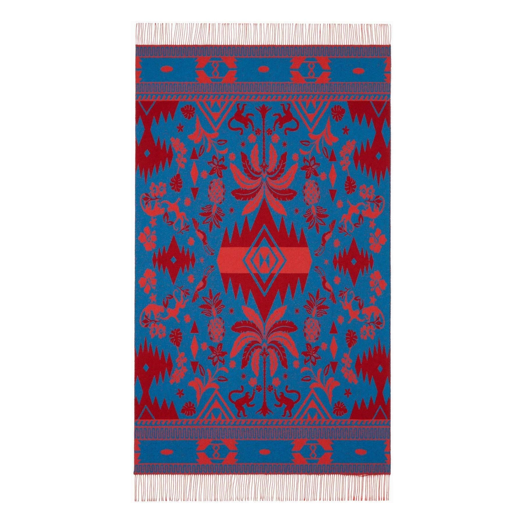 Blue and Red 'Explosion Nature Summer' Jacquard Throw Blanket ALANUI JOHN JULIA.