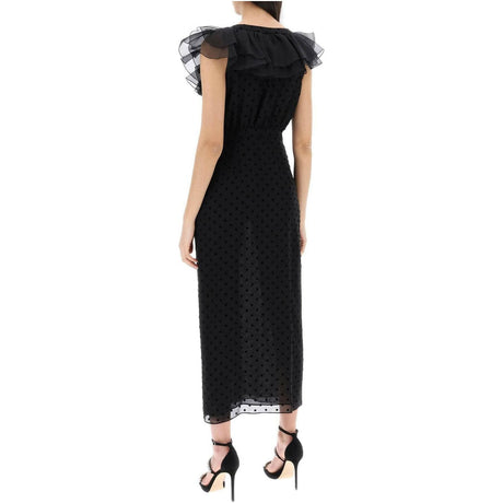 Black Polka-Dot Ruffle Georgette Silk Dress ALESSANDRA RICH JOHN JULIA.