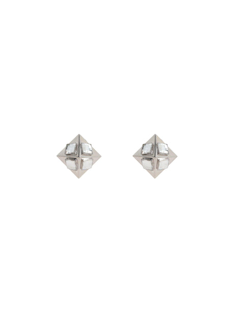 Brass Pyramid Crystal Earrings-ALESSANDRA RICH-JOHN JULIA