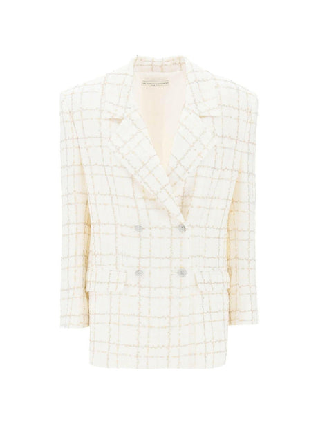 White Checkered Oversized Tweed Jacket ALESSANDRA RICH JOHN JULIA.