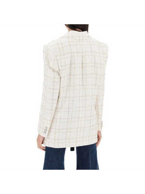 White Checkered Oversized Tweed Jacket ALESSANDRA RICH JOHN JULIA.