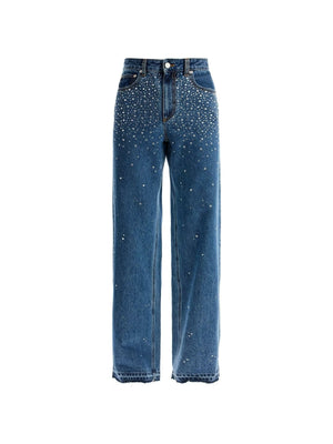 Crystal Embellished Cotton Jeans.