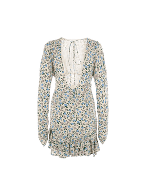 ALESSANDRA RICH-Floral Print Silk Minidress-JOHN JULIA