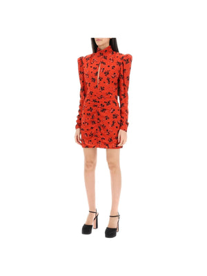 Floral Silk High Neck Mini Dress - Women > Clothing > Dresses > Mini