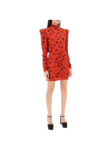 Floral Silk High Neck Mini Dress - Women > Clothing > Dresses > Mini