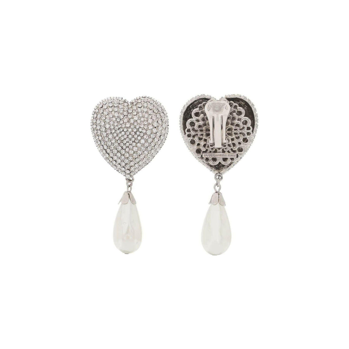 Heart Crystal Earrings With Pearls ALESSANDRA RICH JOHN JULIA.