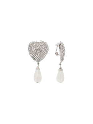 Heart Crystal Earrings With Pearls ALESSANDRA RICH JOHN JULIA.