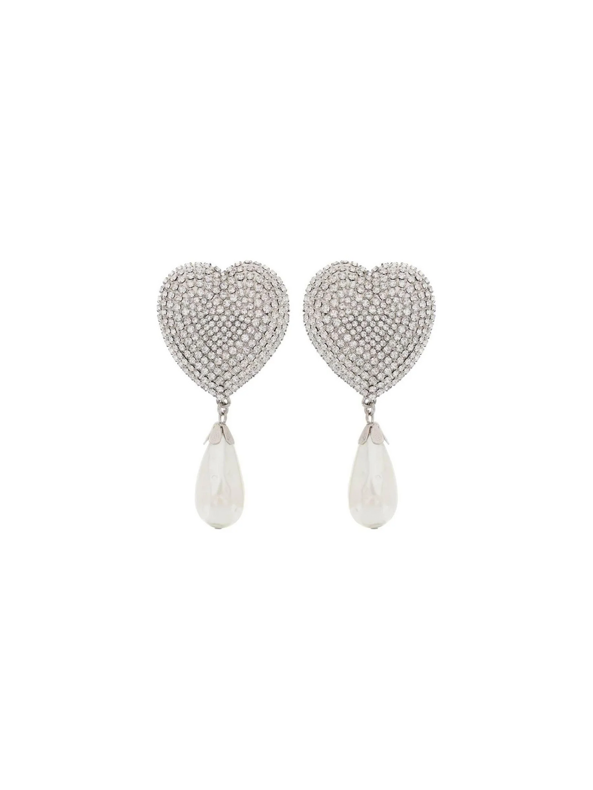 Heart Crystal Earrings With Pearls ALESSANDRA RICH JOHN JULIA.