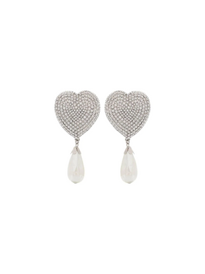 Heart Crystal Earrings With Pearls ALESSANDRA RICH JOHN JULIA.