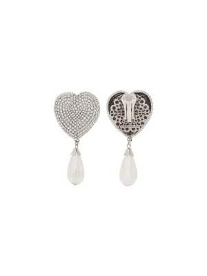 Heart Crystal Earrings With Pearls ALESSANDRA RICH JOHN JULIA.