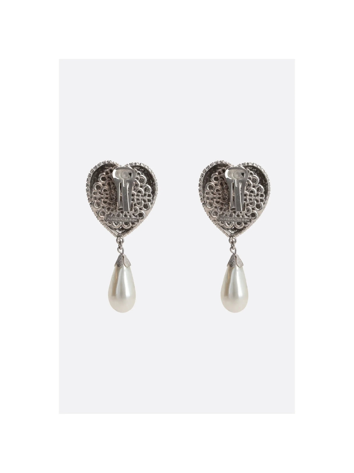 Heart Crystal Earrings With Pearl Pendant-ALESSANDRA RICH-JOHN JULIA