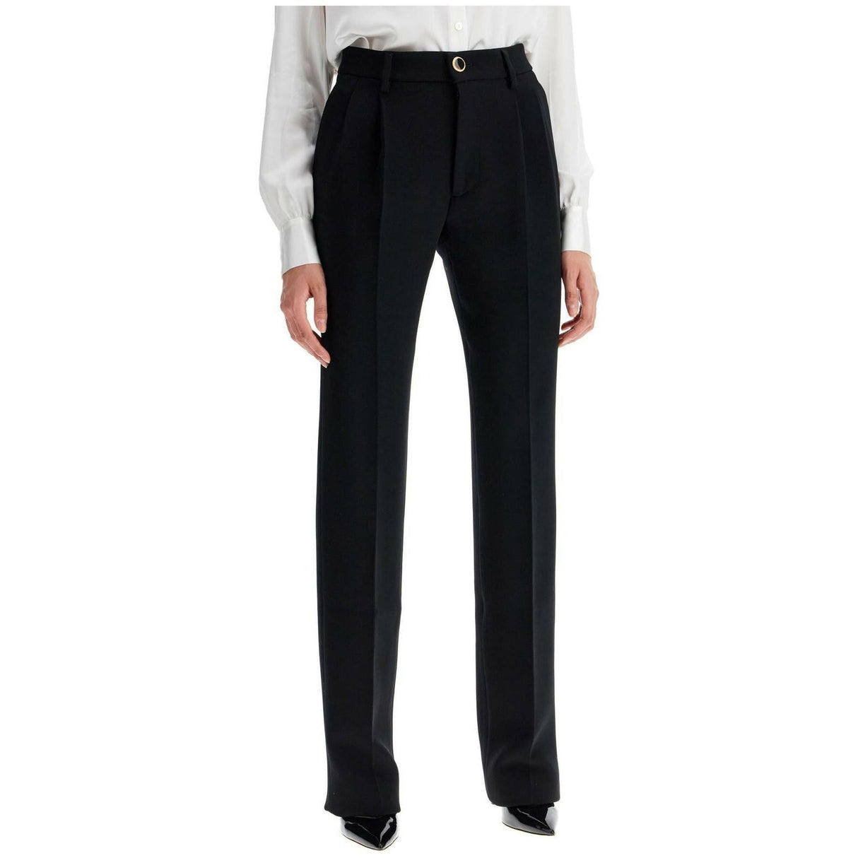 High-Waisted Wool Tailored Trousers.