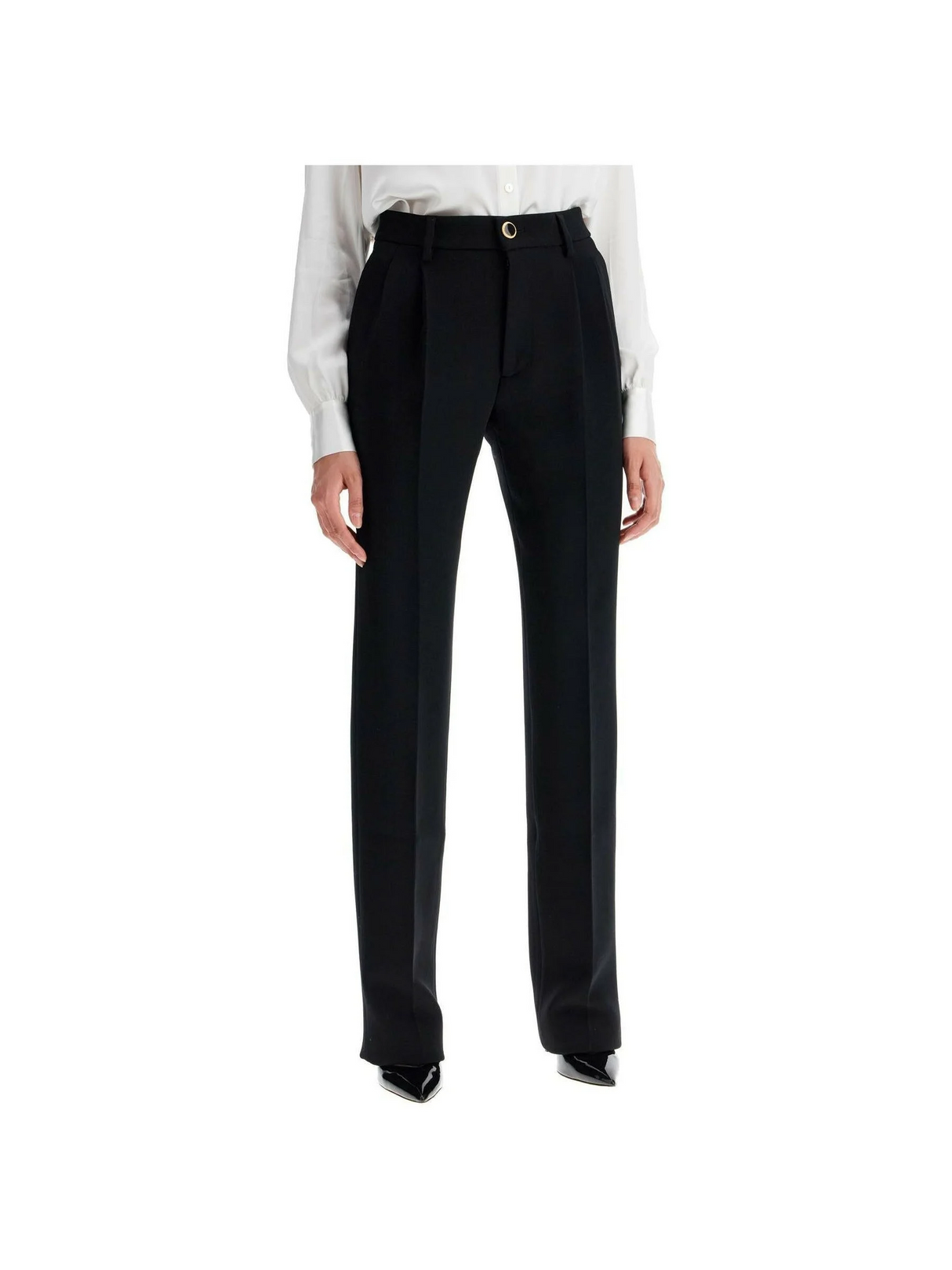 High-Waisted Wool Tailored Trousers.