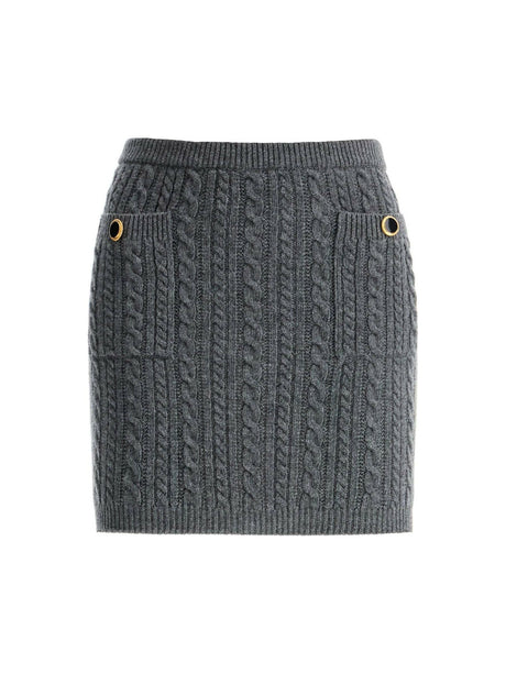 Jewel Buttoned Knitted Pencil Mini Skirt.