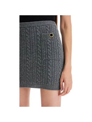 Jewel Buttoned Knitted Pencil Mini Skirt.