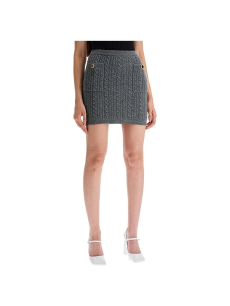 Jewel Buttoned Knitted Pencil Mini Skirt.