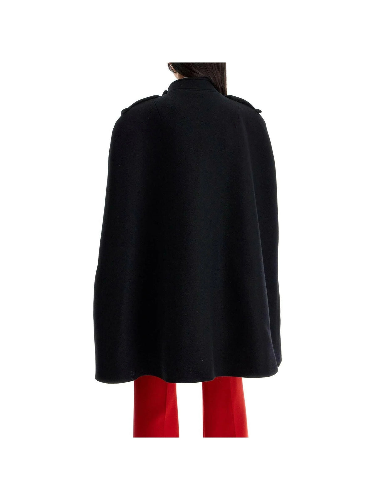 Jewel Buttoned Wool Cape.