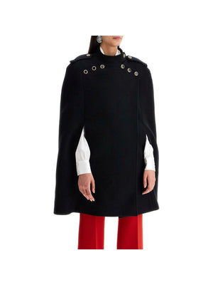 Jewel Buttoned Wool Cape.