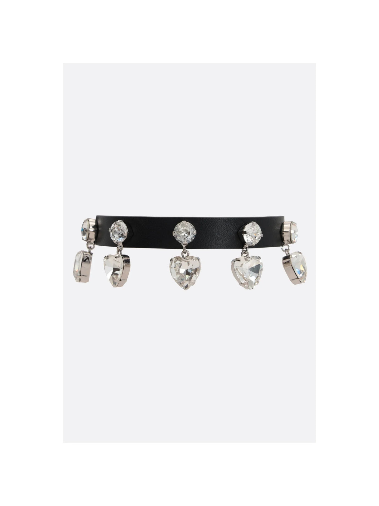 Leather Choker With Pendant Hearts-ALESSANDRA RICH-JOHN JULIA