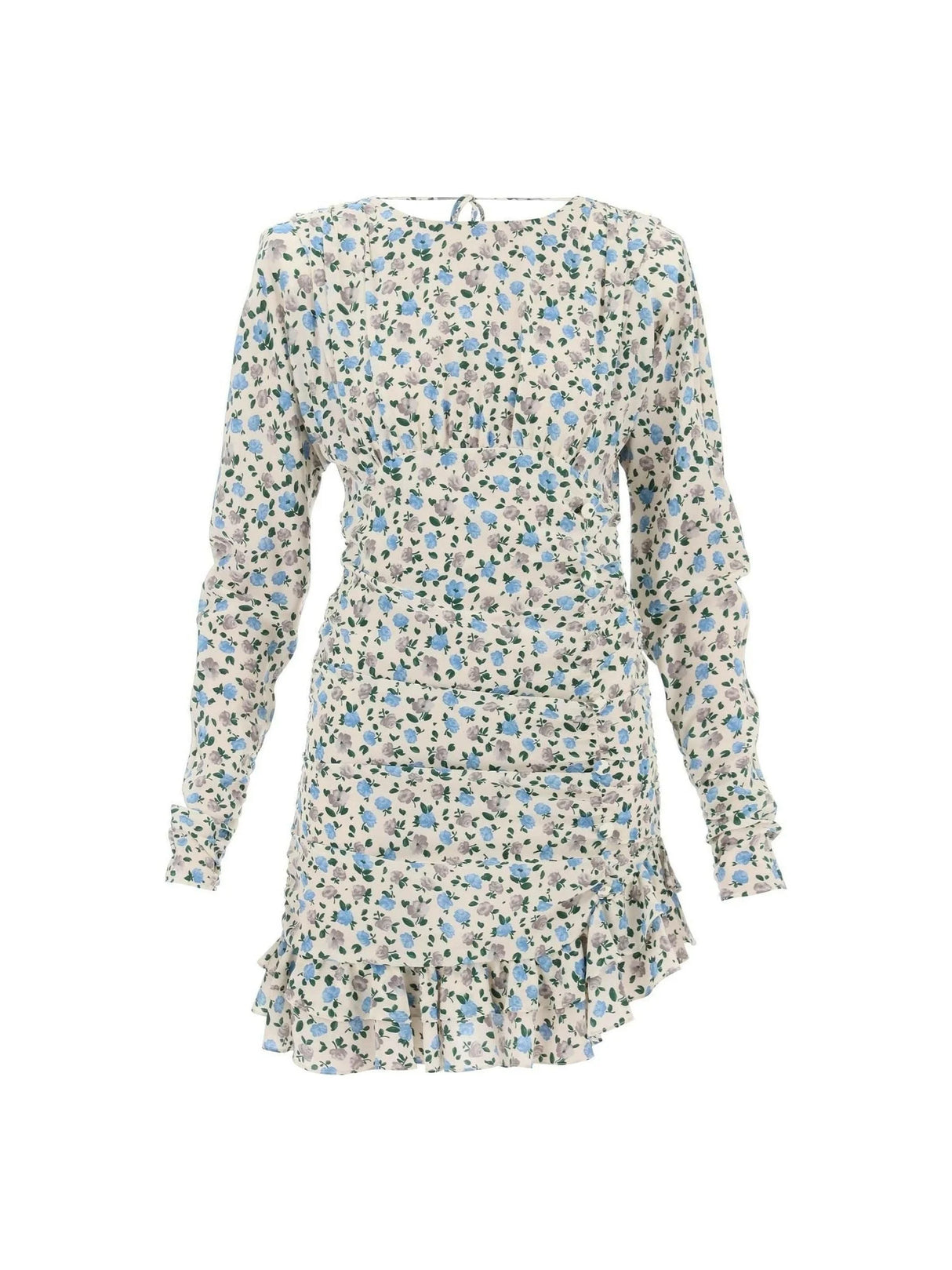 ALESSANDRA RICH-Light /Multi Flower Print Open-Back Silk Mini Dress-JOHN JULIA